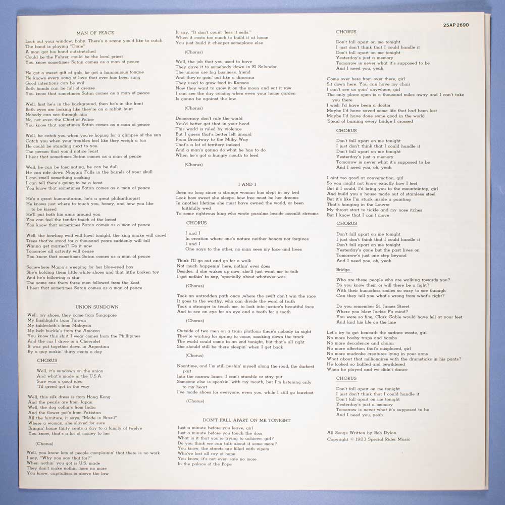 Bob Dylan - Infidels (Vinil LP Importado Japão) - Imagem 4