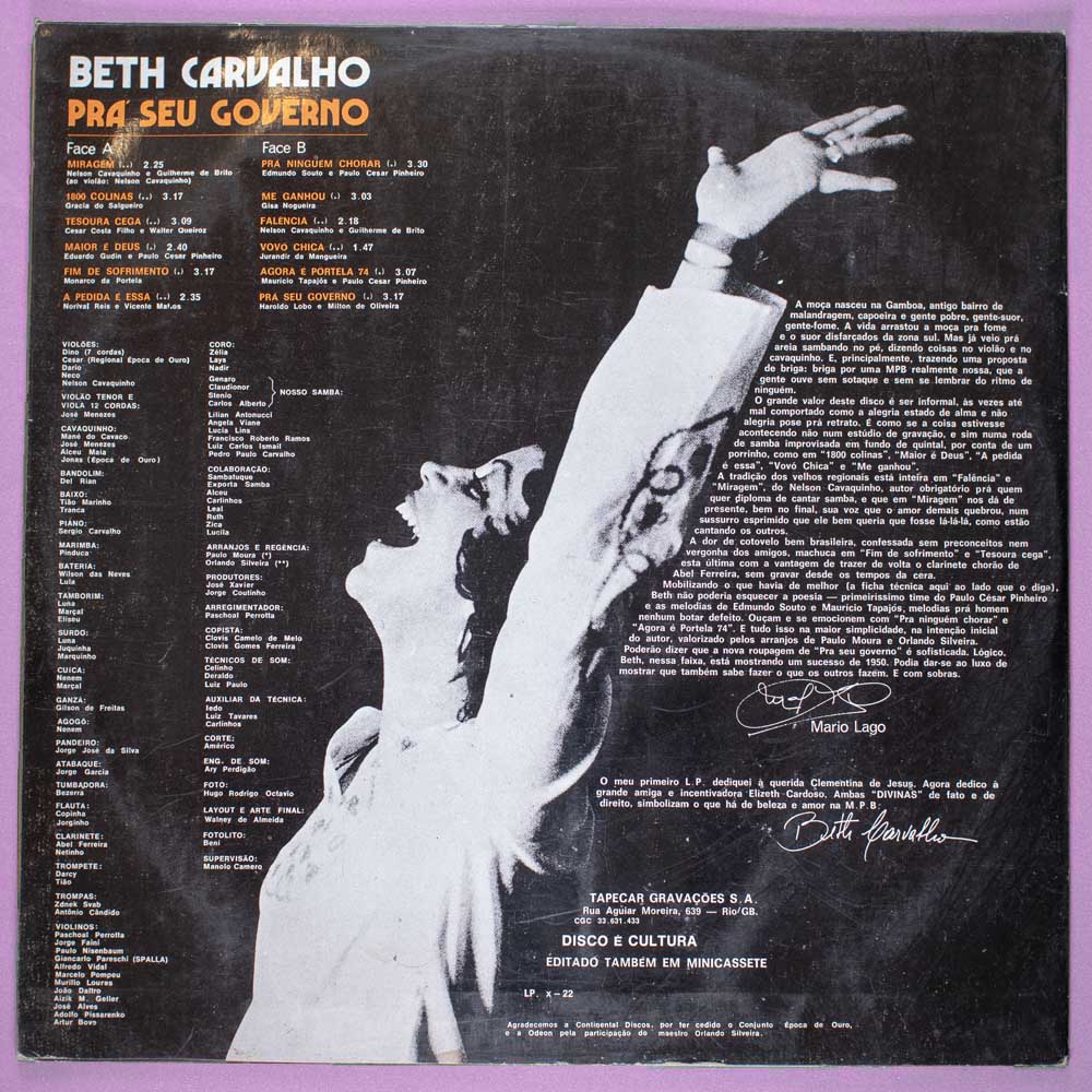 Beth Carvalho - Prá Seu Governo (Vinil LP) - Imagem 4