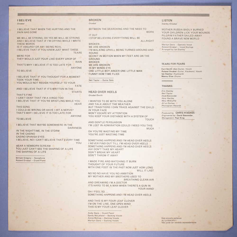 Tears For Fears - Songs From The Big Chair (Vinil LP) - Imagem 5