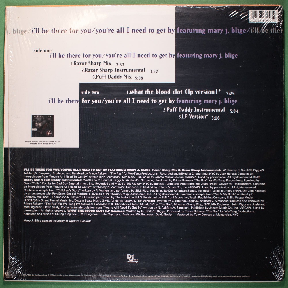 Method Man - I'll Be There For You / You're All I Need to Get By Feat. Mary J. Blidge / What The Blood Clot (Vinil LP Single Importado) - Imagem 4